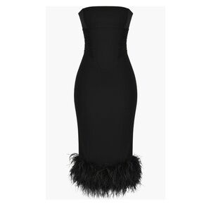 House Of CB Fionula Strapless Feather Hem Midi Dress